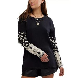$98 NEW Free People We The Free Tiger Style Cuff Sweater Long Sleeve Shirt ~ M